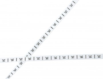 Maatlabel band wit. Maat 34  Maatlabel lint 10 mm breed  Meer dan 60 maatlabel getallen per meter  De prijs is per meter en "1" 