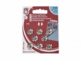 Drukknoop opnaaibaar, zilverkleurig  12,4 mm doorsnee  8 stuks op een kaartje