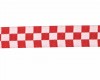 Sierband met rood/wite blokken  Breed:  15 mm