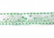 Groen sierband met kip, kuiken en haasje  33 mm breed