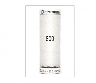 Gutermann garen 200 meter  Kleurnummer 800   Wit  100% polyester  Draad dikte 100