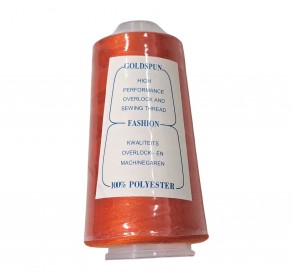 Lockgaren. 3000 yards.  Oranje  100% polyester  Dikte 40/2 Ook geschikt als naaigaren.  Goldspun overlockgaren