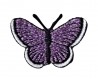 Vlinder applicatie,opstrijkbaar.  Paars glitter.  Ongeveer 3,5 x 2,5 cm