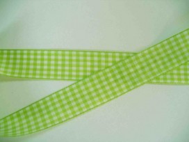 Boerenbont lint Lime/wit geruit 38mm breed