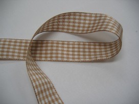 Boerenbont lint Zand/wit geruit 38mm breed