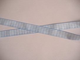 Boerenbont lint Lichtblauw/wit geruit 25mm breed