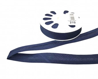 Dox biaisband per rol van 20 meter.   Donkerblauw  100 % katoen  20 mm breed  De prijs is per rol.