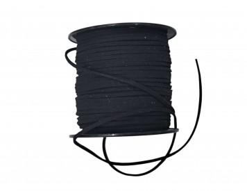 Suede koord.  Zwart.  Breed: ongeveer 3 mm.