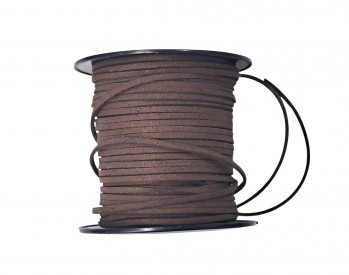 Suede koord  Donkerbruin.  Breed: ongeveer 3 mm.