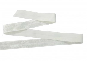 Elastisch vouwtres biaisband.  Ooffwhite.  20 mm breed.  Elastisch biaisband wordt gebruikt om rekbare stoffen af te werken.