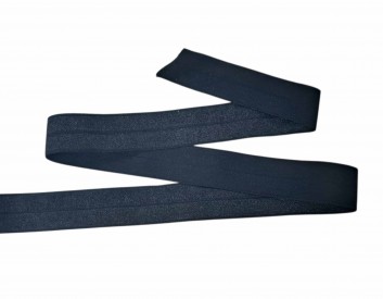 Elastisch vouwtres biaisband.  Zwart.  20 mm breed.  Elastisch biaisband wordt gebruikt om rekbare stoffen af te werken.