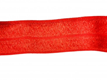 Elastisch vouwtres biaisband.  Helder rood.  20 mm breed.  Elastisch biaisband wordt gebruikt om rekbare stoffen af te werken.