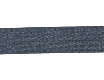 Elastisch vouwtres biaisband.  Donkergrijs.  20 mm breed.  Elastisch biaisband wordt gebruikt om rekbare stoffen af te werken.