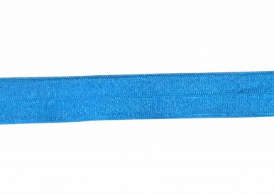 Elastisch vouwtres biaisband.  Bleu.  20 mm breed.  Elastisch biaisband wordt gebruikt om rekbare stoffen af te werken.