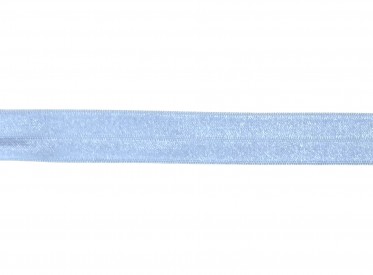 Elastisch vouwtres biaisband.  Lichtblauw.  20 mm breed.  Elastisch biaisband wordt gebruikt om rekbare stoffen af te werken.  Z
