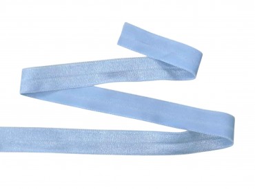 Elastisch vouwtres biaisband.  Lichtblauw.  20 mm breed.  Elastisch biaisband wordt gebruikt om rekbare stoffen af te werken.  Z