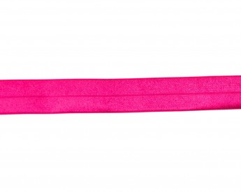 Elastisch vouwtres biaisband. Zuurstok roze.  20 mm breed.  Elastisch biaisband wordt gebruikt om rekbare stoffen af te werken.