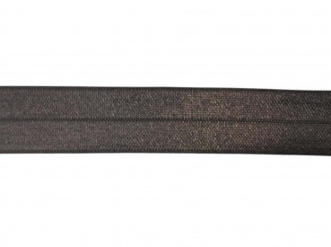 Elastisch vouwtres biaisband.  Donkerbruin.  20 mm breed.  Elastisch biaisband wordt gebruikt om rekbare stoffen af te werken.