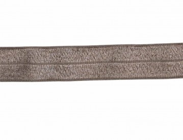 Elastisch vouwtres biaisband.  Taupe.  20 mm breed.  Elastisch biaisband wordt gebruikt om rekbare stoffen af te werken.