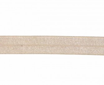 Elastisch vouwtres biaisband.  Beige.  20 mm breed.  Elastisch biaisband wordt gebruikt om rekbare stoffen af te werken.