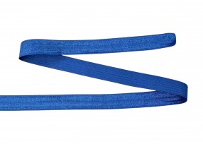 Elastisch vouwtres biaisband.  Koningsblauw.  20 mm breed  Elastisch biaisband wordt gebruikt om rekbare stoffen af te werken.