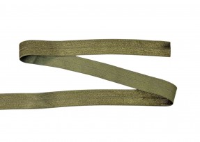 Elastisch vouwtres biaisband.  Licht legergroen.  20mm breed. Elastisch biaisband wordt gebruikt om rekbare stoffen af te werken