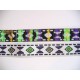 Sierband Wit met lime ruit en paarse driehoek    O-843