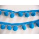 Sierband met pompom bolletjes Aqua