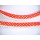 Biaisband Oranje met witte stip en ruche. Dubbel 15 mm. br.