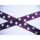 Satijnband Donkerpaars met stip 15 mm