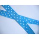 Satijnband Aqua met stip 25mm