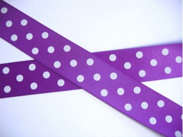 Satijnband Paars met stip 25mm