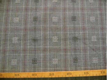 Ruit Zwart/creme met rode draad en blok 7597PL