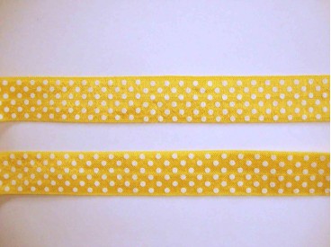 Elastisch biaisband met stip Geel/wit 6035