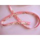 Biaisband met roze ruche, bloem en streepjes 52