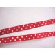 Satijnband Rood met stip 10mm