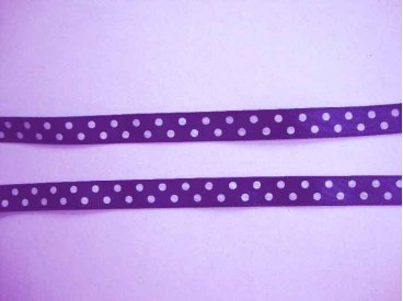 Satijnband Donkerblauw met stip 10mm