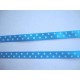 Satijnband Aqua met stip 10mm