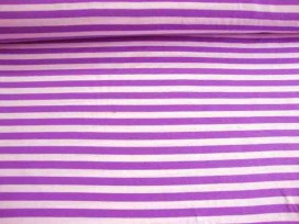 Tricot streepjes Paars/wit Coupon 50 cm