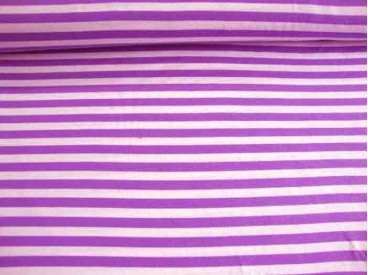 Tricot streepjes Paars/wit Coupon 50 cm