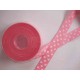 Ribsband met stip Roze 25mm. 1270-25