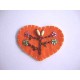 Hartjes applicatie Vilt Oranje met 4 bloemen