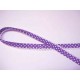 Biaisband Paars met witte stip en ruche Dubbel 15 mm.