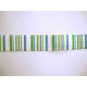 Elastisch biaisband met kobalt, groen en gele streepjes.  2 cm. breed
