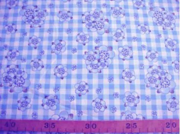 Rosa-Dotje Lichtblauw met BB ruit en bloem RD6