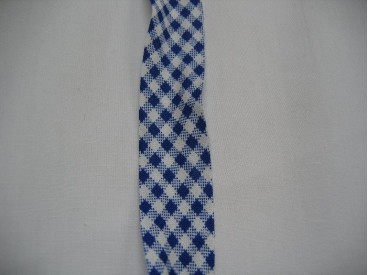 Blauw geblokt biaisband. 100% katoen 2 cm. breed