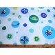 Wit lakenkatoen met cirkels en beestjes Aqua/blauw 2.10 breed