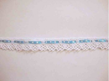 Kant met een doorheen geregen Aqua stiplintje 676