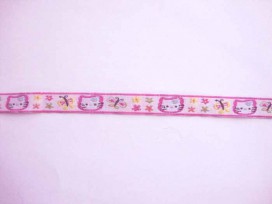 Sierband Zachtlila met paarse poes bloem en vlinder  12mm