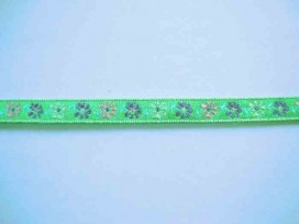 Sierband Bloem Groen met een paars/roze bloem 10mm